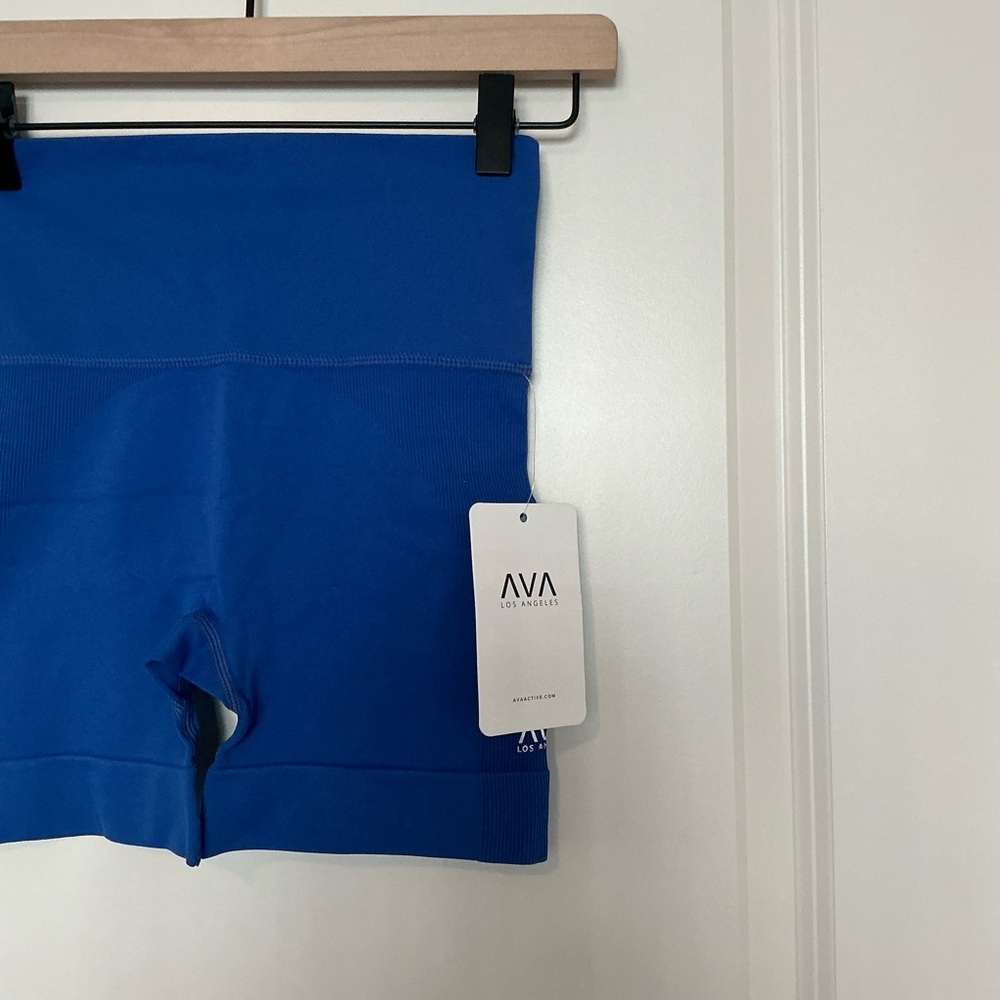 AVA Active Blue High-Waisted Juno Spandex Shorts - Picture 2 of 5